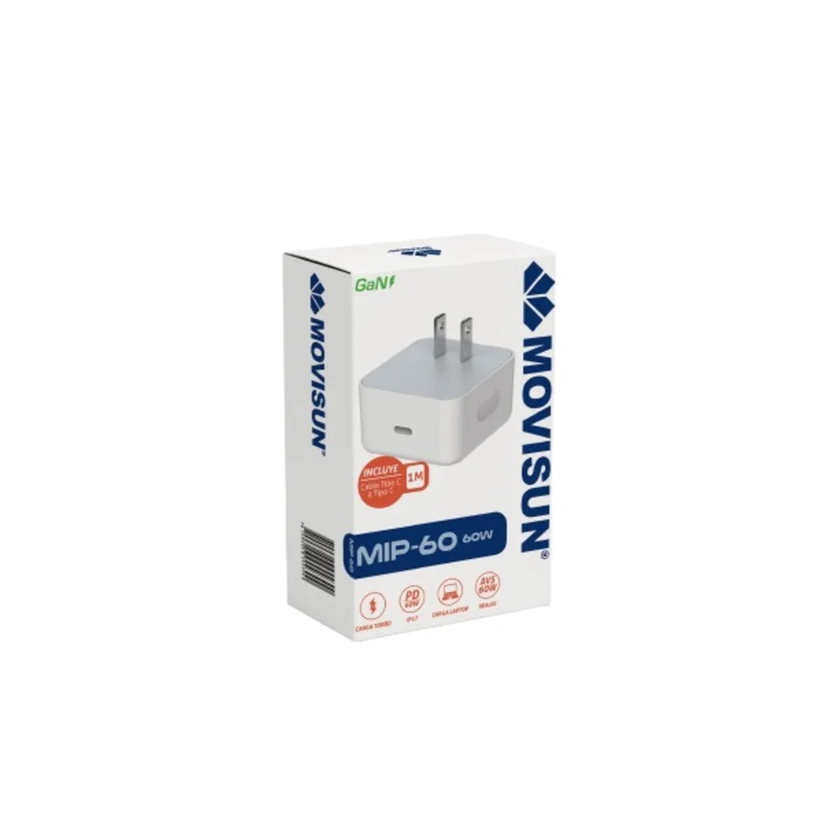 Cargador Movisun Mip-60 Gan 60w Usb Tipo C